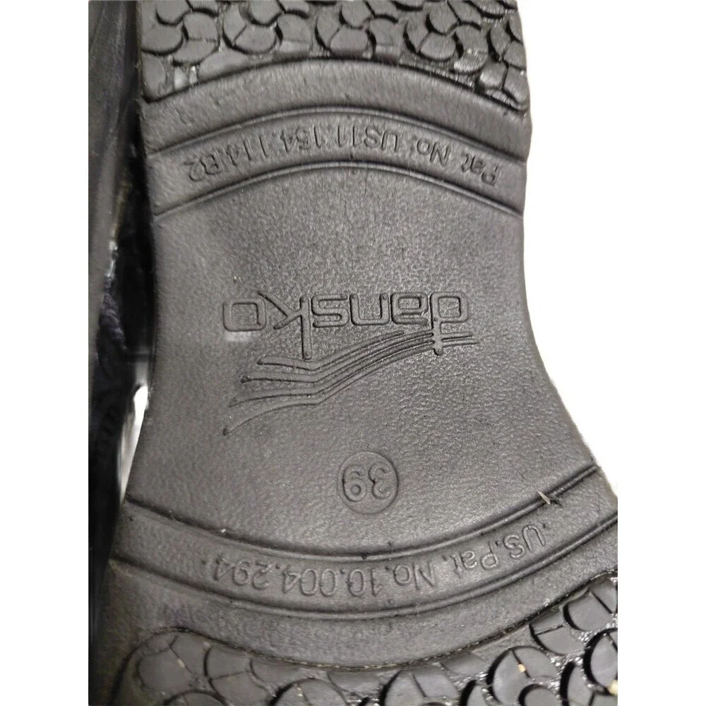 DANSKO XP 2.0 Professional Black Tooled Leather Clogs Size 9 Comfort Shoes
